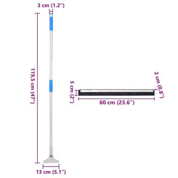 Wasserschieber mit Stiel 60,5x119,5 cm Stahl und Gummi