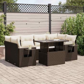 ARDEBO.de - 7-tlg. Garten-Sofagarnitur mit Kissen Braun Poly Rattan