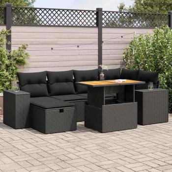 ARDEBO.de - 8-tlg. Garten-Sofagarnitur mit Kissen Schwarz Poly Rattan