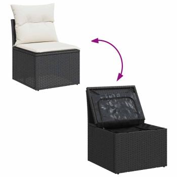 ARDEBO.de - 8-tlg. Garten-Sofagarnitur mit Kissen Schwarz Poly Rattan