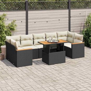 ARDEBO.de - 7-tlg. Garten-Sofagarnitur mit Kissen Schwarz Poly Rattan