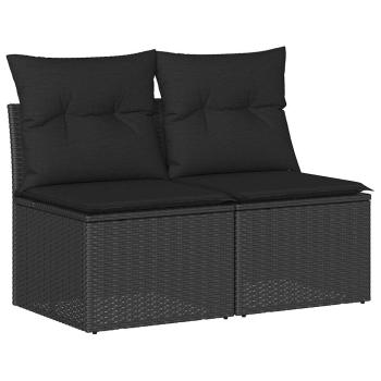 4-tlg. Garten-Sofagarnitur mit Kissen Schwarz Poly Rattan