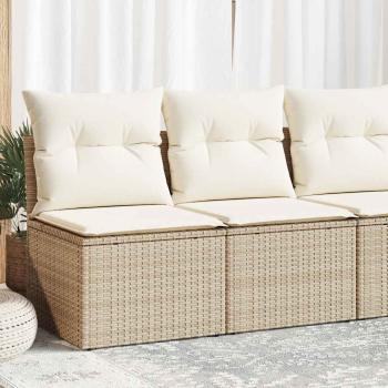 ARDEBO.de - 4-tlg. Garten-Sofagarnitur mit Kissen Beige Poly Rattan Akazie