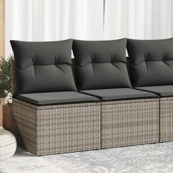 ARDEBO.de - 4-tlg. Garten-Sofagarnitur mit Kissen Grau Poly Rattan Akazie