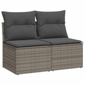 4-tlg. Garten-Sofagarnitur mit Kissen Grau Poly Rattan Akazie