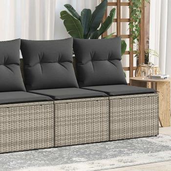 ARDEBO.de - 4-tlg. Garten-Sofagarnitur mit Kissen Hellgrau Poly Rattan