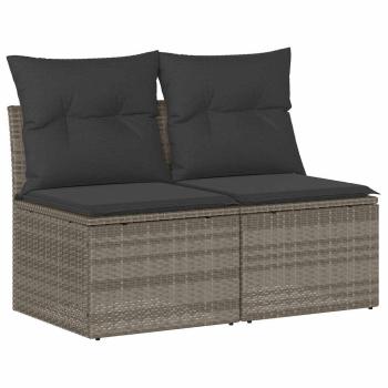 4-tlg. Garten-Sofagarnitur mit Kissen Hellgrau Poly Rattan