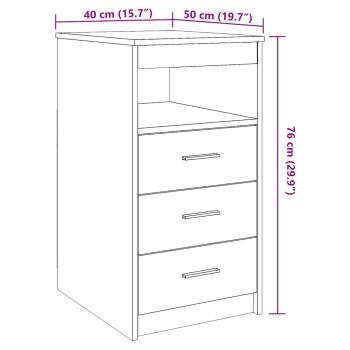 Schubladenschrank Artisan-Eiche 40x50x76 cm Holzwerkstoff