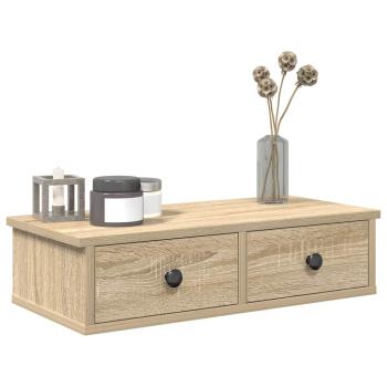 ARDEBO.de - Wandregal mit Schubladen Sonoma-Eiche 60x25x15 cm Holzwerkstoff