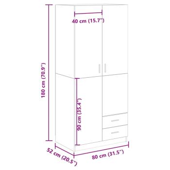 Kleiderschrank Altholz-Optik 80x52x180 cm Holzwerkstoff