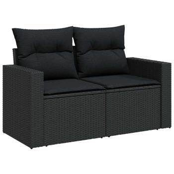ARDEBO.de - 6-tlg. Garten-Sofagarnitur mit Kissen Schwarz Poly Rattan