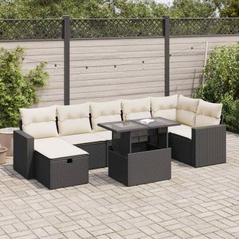 ARDEBO.de - 8-tlg. Garten-Sofagarnitur mit Kissen Schwarz Poly Rattan