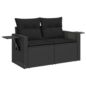ARDEBO.de - 6-tlg. Garten-Sofagarnitur mit Kissen Schwarz Poly Rattan