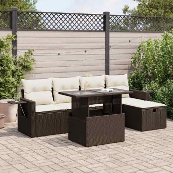 ARDEBO.de - 6-tlg. Garten-Sofagarnitur mit Kissen Braun Poly Rattan