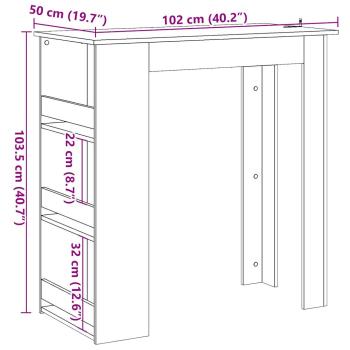 ARDEBO.de - Bartisch mit Regal Altholz-Optik 102x50x103,5 cm