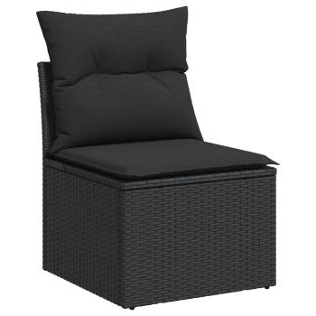 ARDEBO.de - 7-tlg. Garten-Sofagarnitur mit Kissen Schwarz Poly Rattan