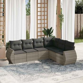 ARDEBO.de - 6-tlg. Garten-Sofagarnitur mit Kissen Hellgrau Poly Rattan