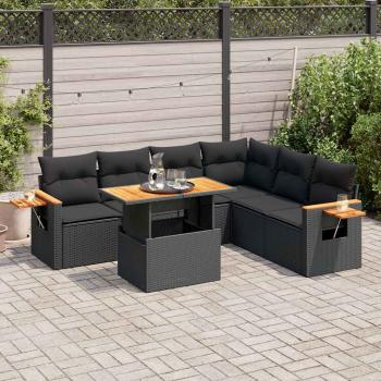 ARDEBO.de - 6-tlg. Garten-Sofagarnitur mit Kissen Schwarz Poly Rattan