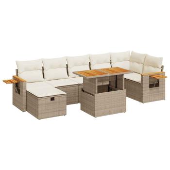 5-tlg. Garten-Sofagarnitur mit Kissen Beige Poly Rattan