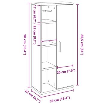 Badezimmerschrank mit Rollenhalter Sonoma-Eiche 39x22x90 cm