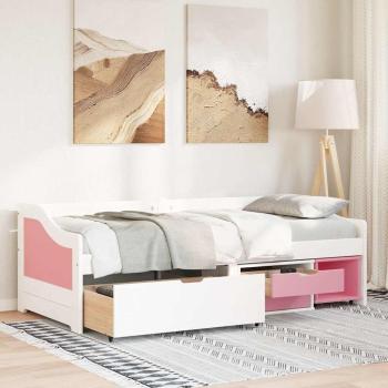 Tagesbett mit 3 Schubladen ohne Matratze Weiß Rosa 90x200cm