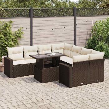 ARDEBO.de - 9-tlg. Garten-Sofagarnitur mit Kissen Braun Poly Rattan