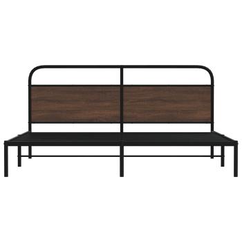 Metallbett ohne Matratze Braun Eichen-Optik 193x203 cm