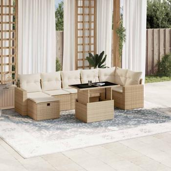 ARDEBO.de - 8-tlg. Garten-Sofagarnitur mit Kissen Beige Poly Rattan