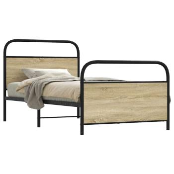 ARDEBO.de - Bettgestell ohne Matratze 100x200 cm Sonoma-Eiche Holzwerkstoff