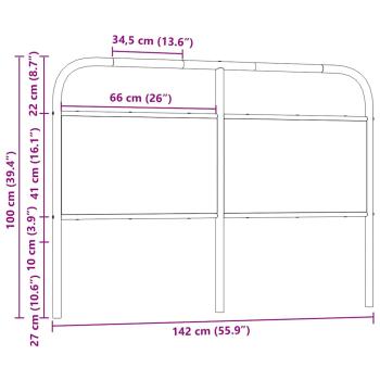 Kopfteil Sonoma-Eiche 135 cm Stahl und Holzwerkstoff
