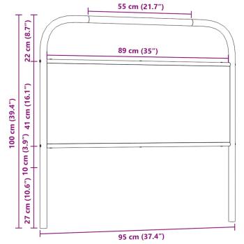 Kopfteil Sonoma-Eiche 90 cm Stahl und Holzwerkstoff