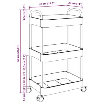 Aufbewahrungswagen 3 Etagen Transparent 37x28x68 cm Acryl