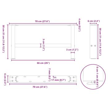 Couchtischbeine Weiß 2 Stk. 30×70 cm Stahl