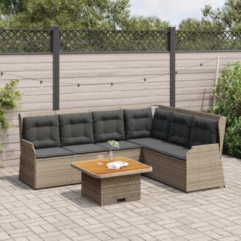 ARDEBO.de - 5-tlg. Garten-Lounge-Set mit Kissen Grau Poly Rattan
