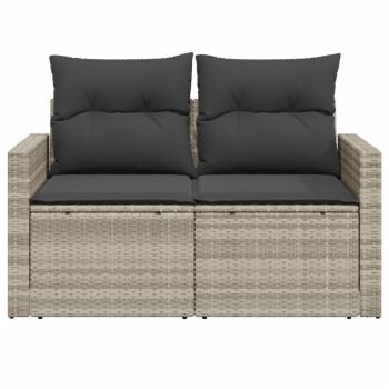 ARDEBO.de - Gartensofa mit Kissen 2-Sitzer Hellgrau Poly Rattan