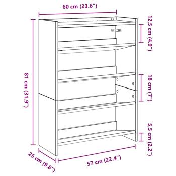 Schuhregal Braun Eichen-Optik 80x25x61,5 cm Holzwerkstoff