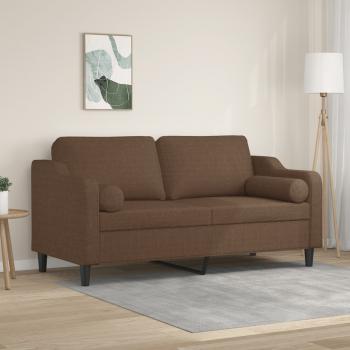 ARDEBO.de - 2-Sitzer-Sofa mit Zierkissen Braun 140 cm Stoff