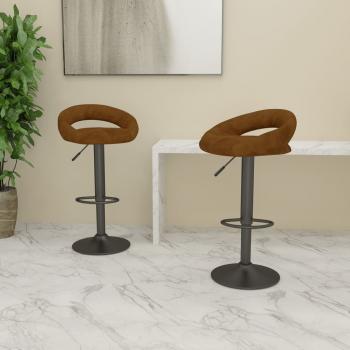 ARDEBO.de - Barhocker 2 Stk. Braun Samt