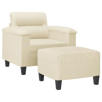 Sessel mit Hocker Creme 60 cm Kunstleder