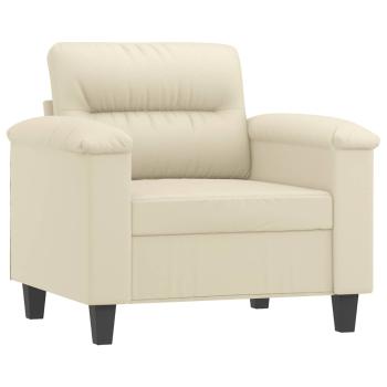 Sessel mit Hocker Creme 60 cm Kunstleder