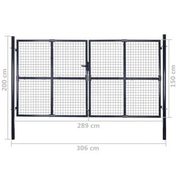 Mesh-Gartentor Verzinkter Stahl 289 x 150 cm Grau