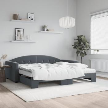 ARDEBO.de - Tagesbett Ausziehbar mit Matratzen Dunkelgrau 100x200 cm Samt