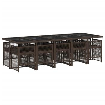 11-tlg. Garten-Essgruppe mit Kissen Braun Poly Rattan