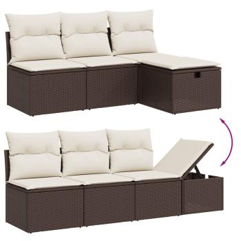 7-tlg. Garten-Sofagarnitur mit Kissen Braun Poly Rattan
