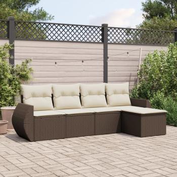 ARDEBO.de - 5-tlg. Garten-Sofagarnitur mit Kissen Braun Poly Rattan