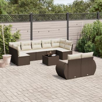 ARDEBO.de - 10-tlg. Garten-Sofagarnitur mit Kissen Braun Poly Rattan