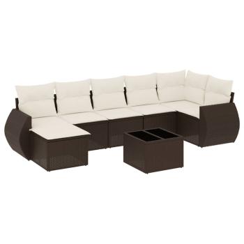 ARDEBO.de - 8-tlg. Garten-Sofagarnitur mit Kissen Braun Poly Rattan