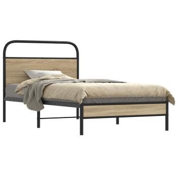 ARDEBO.de - Bettgestell ohne Matratze 100x200 cm Räuchereiche Holzwerkstoff