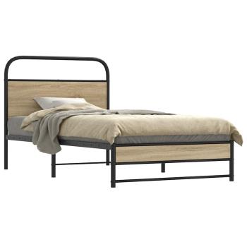 ARDEBO.de - Bettgestell ohne Matratze 107x203 cm Räuchereiche Holzwerkstoff