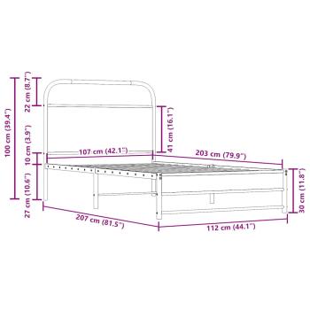 Bettgestell ohne Matratze 107x203 cm Räuchereiche Holzwerkstoff